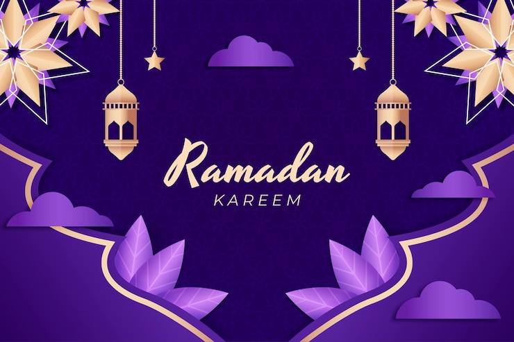 Vettore gratuito sfondo di ramadan kareem in stile carta
