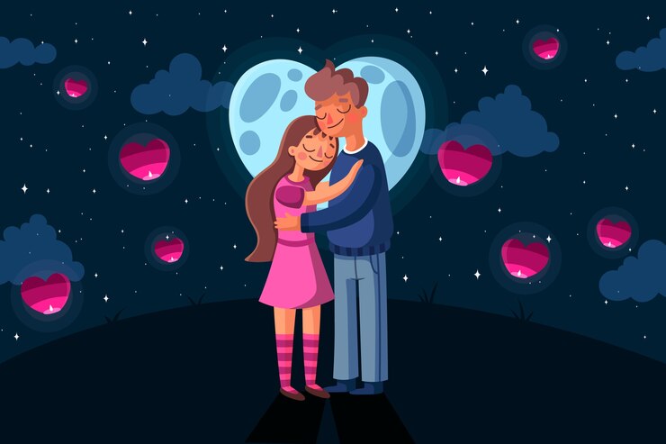 Vettore gratuito sfondo di san valentino con coppia carina