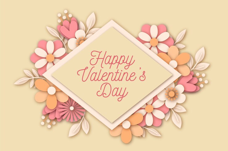 Vettore gratuito sfondo di san valentino in stile carta