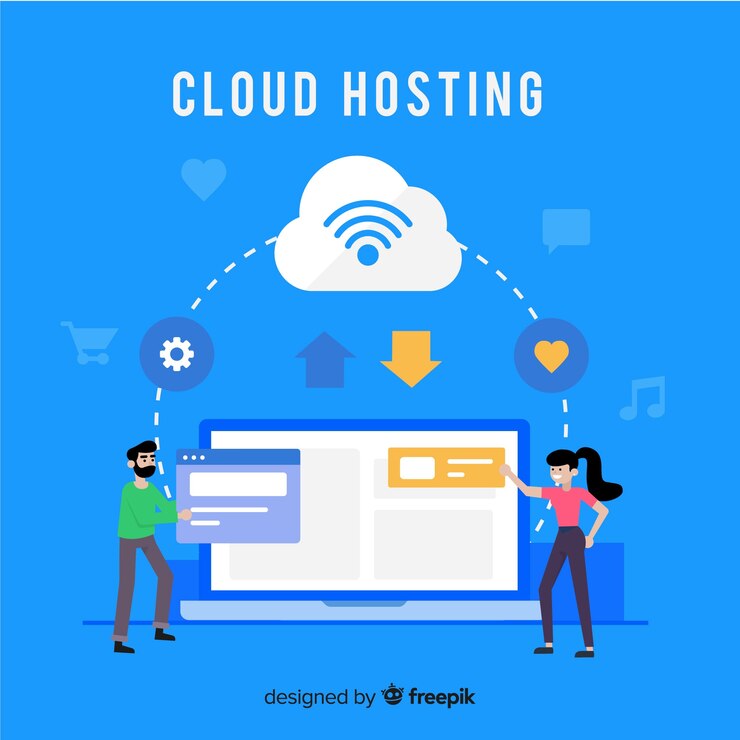 Vettore gratuito sfondo di servizi di hosting cloud