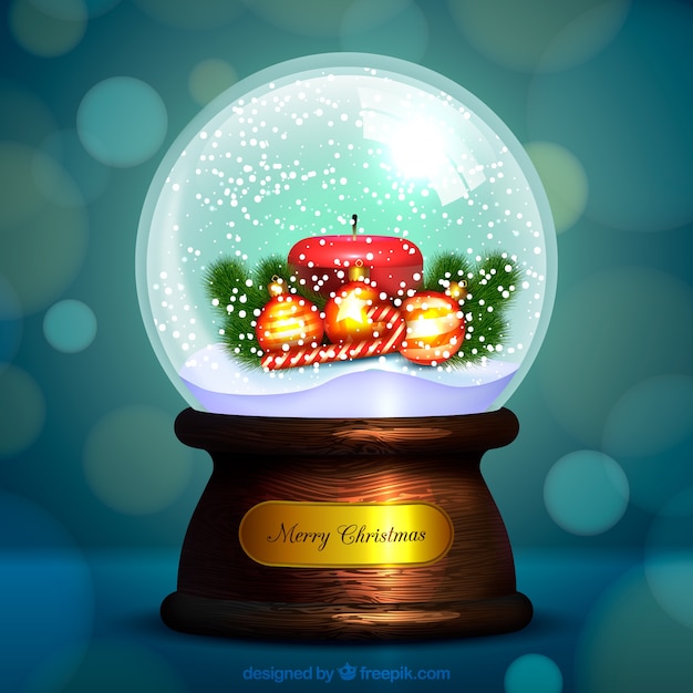 Sfondo di snowglobe con decorazione di natale