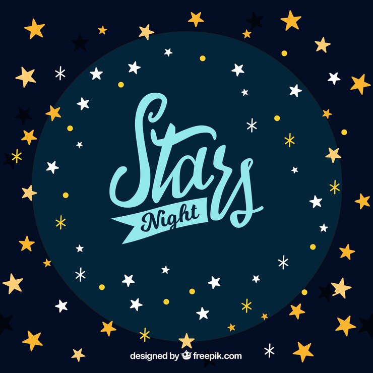 Vettore gratuito sfondo di stelle notte con scritte