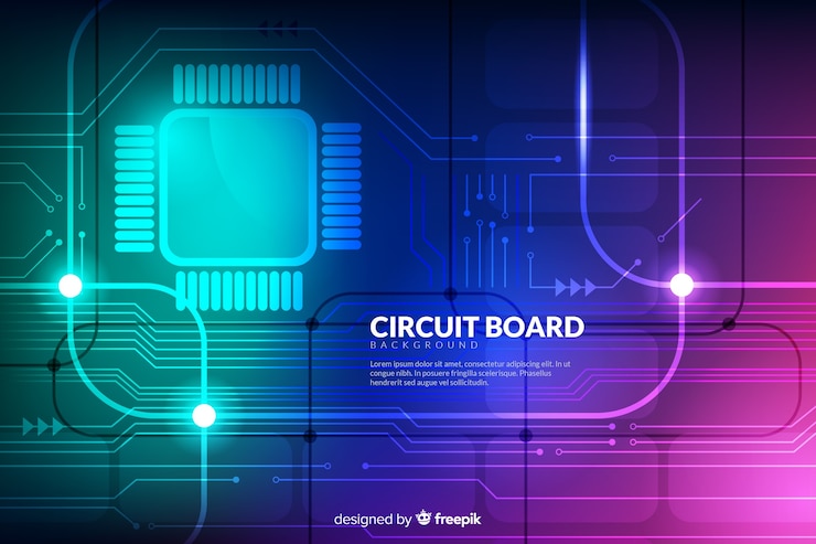 Vettore gratuito sfondo di tecnologia con circuito stampato