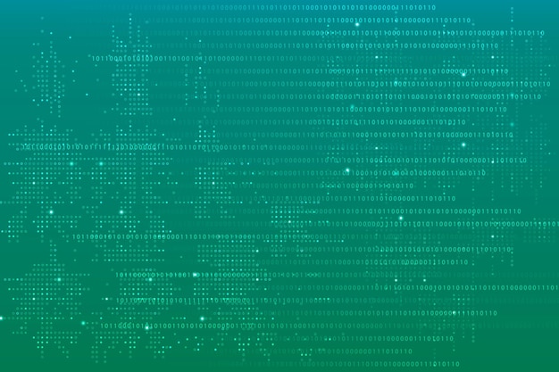 Sfondo di tecnologia dati verde con codice binario