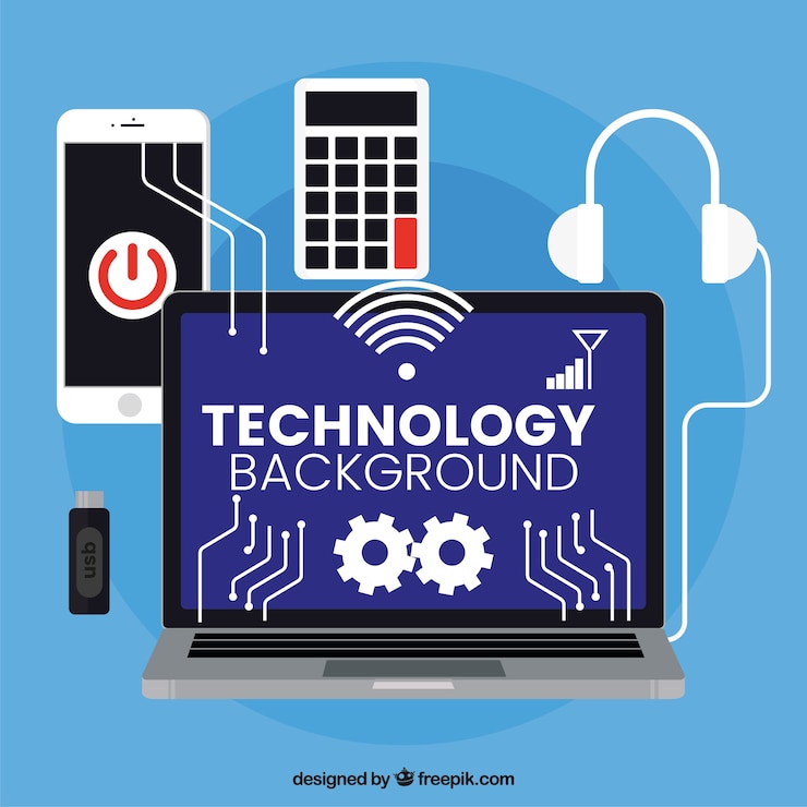 Vettore gratuito sfondo di tecnologia in stile piano
