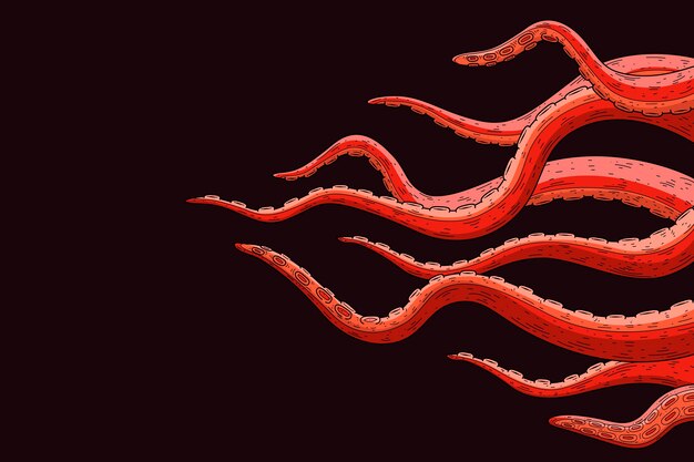 Sfondo di tentacoli di polpo disegnati a mano realistico