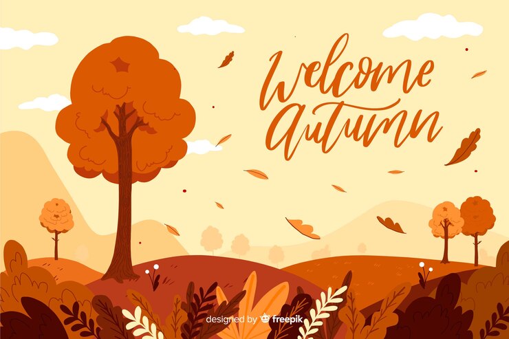 Vettore gratuito sfondo di un paesaggio autunnale piatto