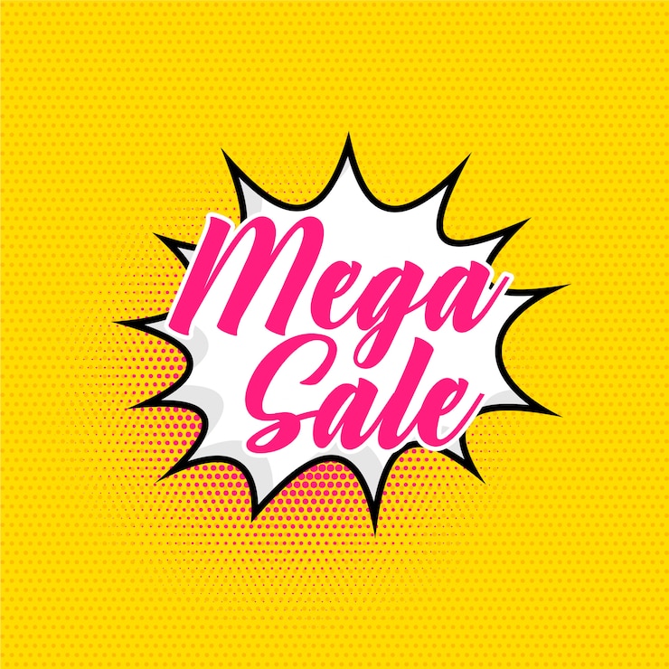Vettore gratuito sfondo di vendita mega in stile fumetto