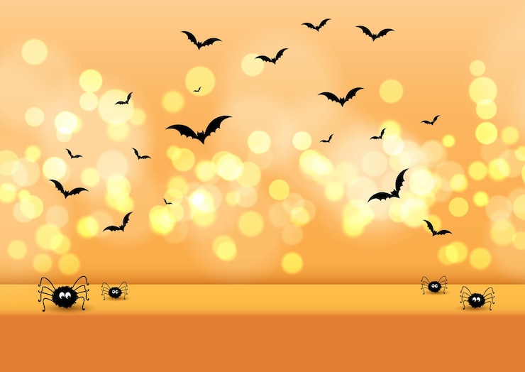 Vettore gratuito sfondo di visualizzazione a tema halloween con ragni e pipistrelli