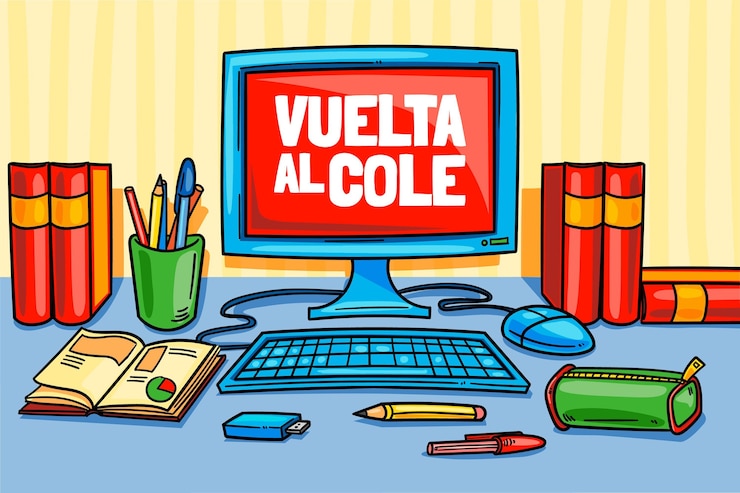Vettore gratuito sfondo di vuelta al cole disegnato a mano