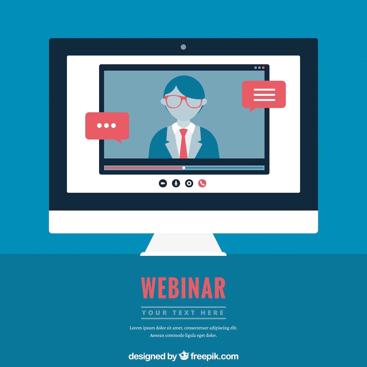 Vettore gratuito sfondo di webinar in stile piano