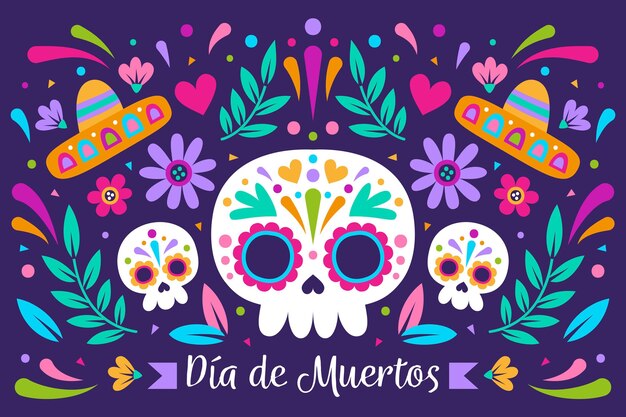 Sfondo dia de muertos disegnato a mano