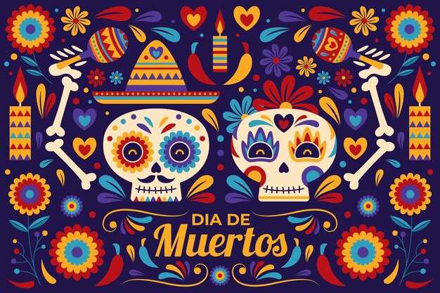 Sfondo dia de muertos disegnato a mano