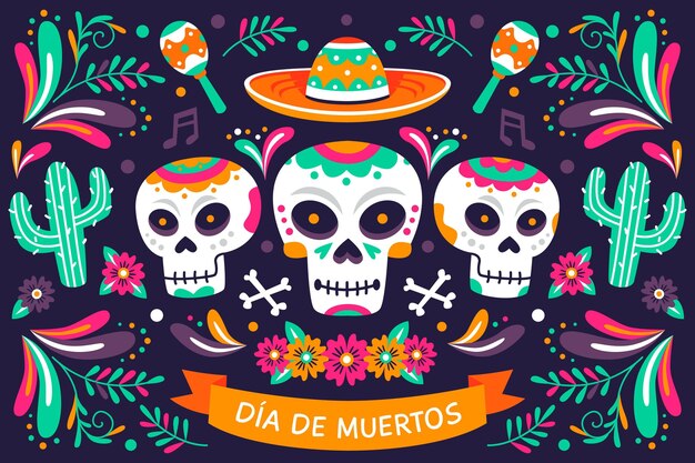 Sfondo dia de muertos in design piatto