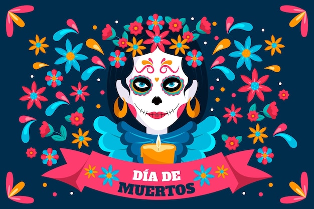 Sfondo dia de muertos in design piatto