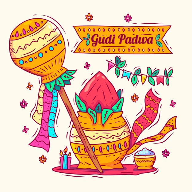 Sfondo disegnato a mano gudi padwa