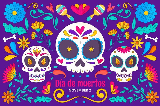 Sfondo disegnato a mano per la celebrazione del dia de muertos