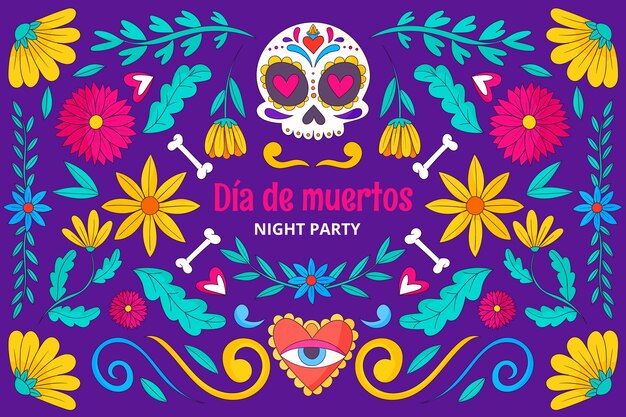 Sfondo disegnato a mano per la celebrazione del dia de muertos