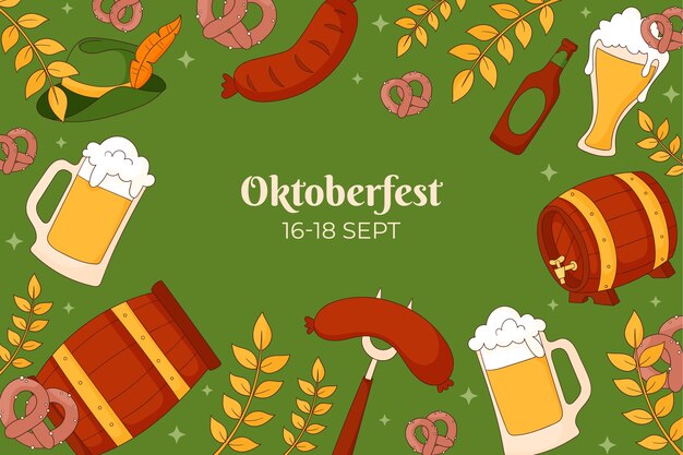 Sfondo disegnato a mano per la celebrazione del festival della birra oktoberfest