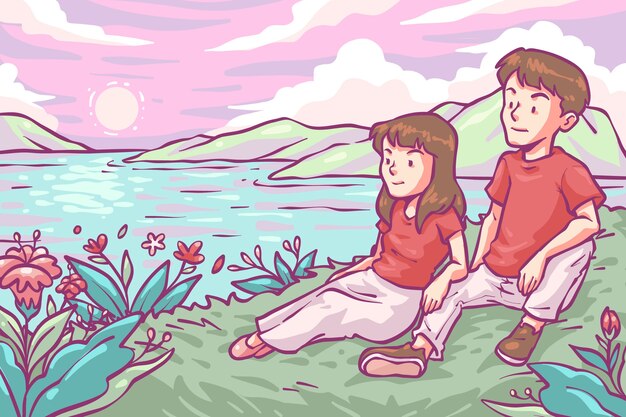 Sfondo disegnato a mano per la celebrazione di San Valentino