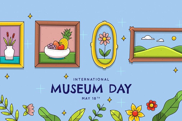 Sfondo disegnato a mano per la giornata internazionale dei musei