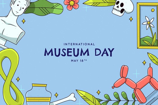 Sfondo disegnato a mano per la giornata internazionale dei musei
