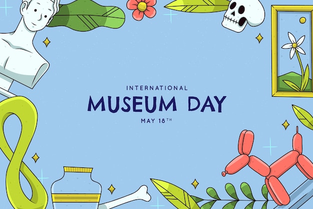 Sfondo disegnato a mano per la giornata internazionale dei musei