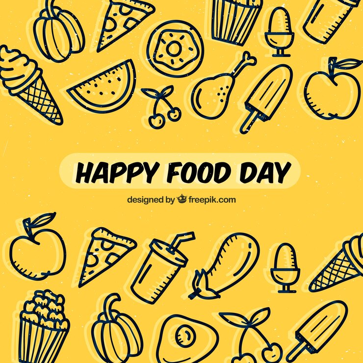Vettore gratuito sfondo disegnato a mano per la giornata mondiale dell'alimentazione