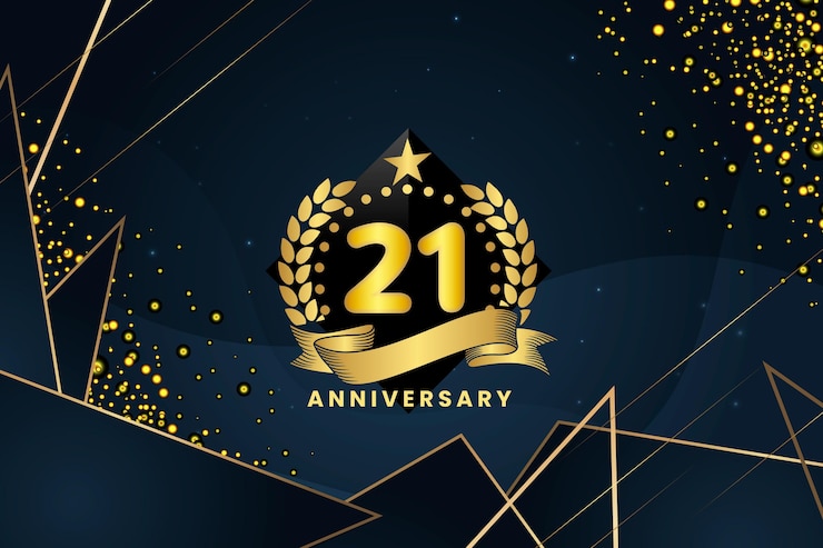 Vettore gratuito sfondo dorato 21 anniversario