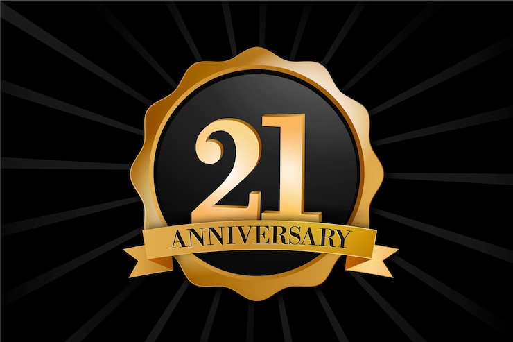 Vettore gratuito sfondo dorato 21 anniversario