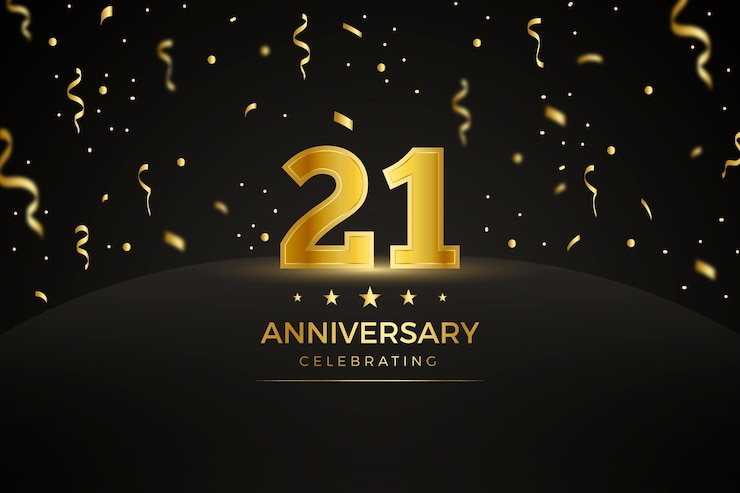 Vettore gratuito sfondo dorato 21 anniversario