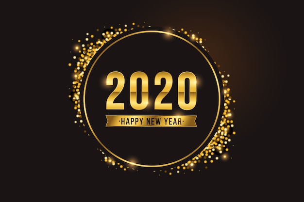 Sfondo dorato del nuovo anno 2020