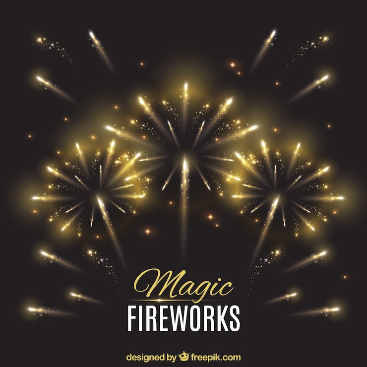Vettore gratuito sfondo elegante con fuochi d&#39;artificio d&#39;oro