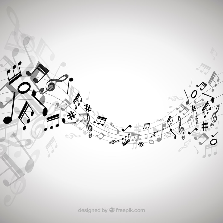 Vettore gratuito sfondo elegante con note musicali nere