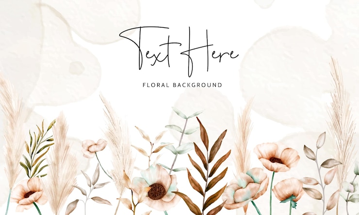 Vettore gratuito sfondo floreale bohémien con un bel fiore di papavero