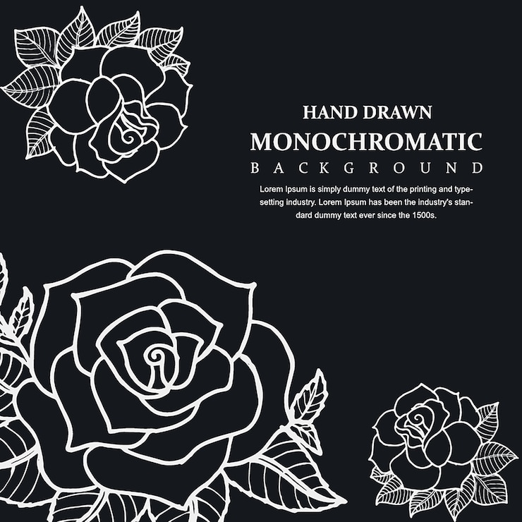 Vettore gratuito sfondo floreale monocromatico disegnato a mano