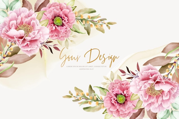 sfondo floreale peonia e design del telaio