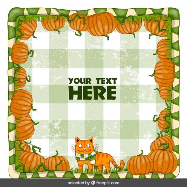 Vettore gratuito sfondo gatto con la zucca