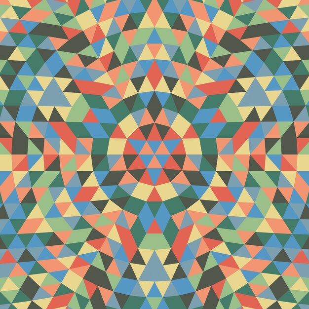 Sfondo geometrico mandala triangolo rotondo - disegno di modello vettoriale simmetrico da triangoli colorati