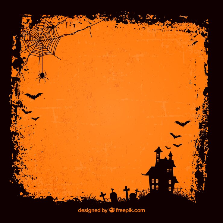 Vettore gratuito sfondo grunge halloween con casa infestata