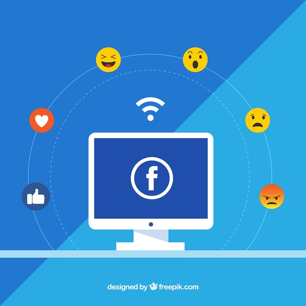 Sfondo icone di Facebook con design piatto