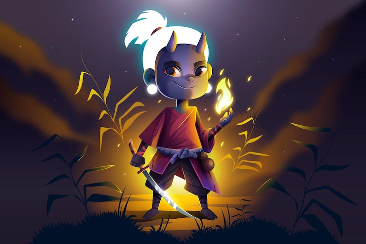 Vettore gratuito sfondo illustrato samurai realistico