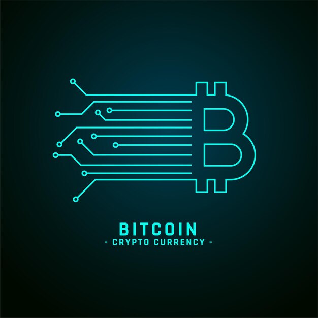 Sfondo in stile neon con tecnologia bitcoin digitale