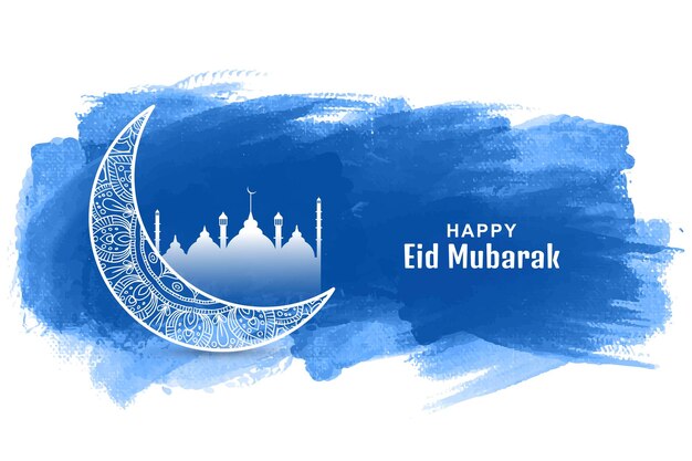 Sfondo islamico della luna e della moschea di Eid Mubarak