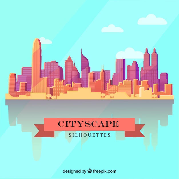 Sfondo la città in design piatto