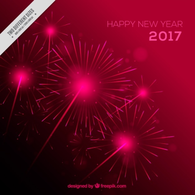 Vettore gratuito sfondo luminoso con fuochi d'artificio per capodanno s 'anno