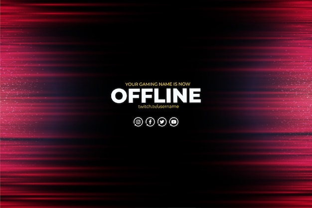 Sfondo moderno di Twitch con linee rosse astratte offline