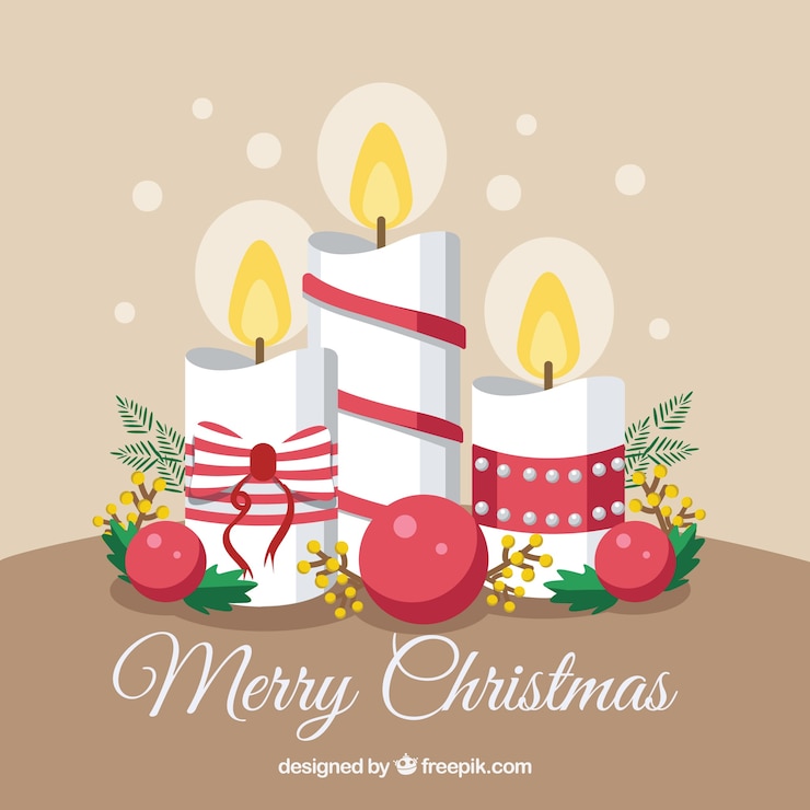 Vettore gratuito sfondo natale con belle candele