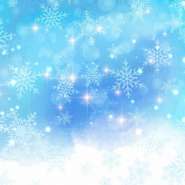 Sfondo Natale con i fiocchi di neve su sfondo acquarello