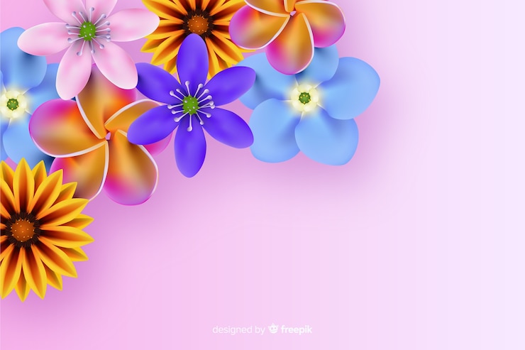 Vettore gratuito sfondo naturale con fiori realistici